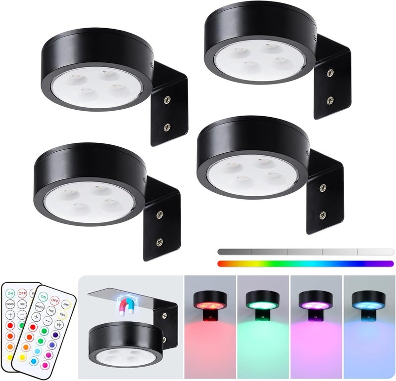KELUOLY 4-Pack Wireless Battery Operated Painting Light with Remote Control,13 Color RGB Magnetic Led Art Display Light for Picture Frame, Dimmable and Timer Painting Light, Wall Decor Black display light - Image 1